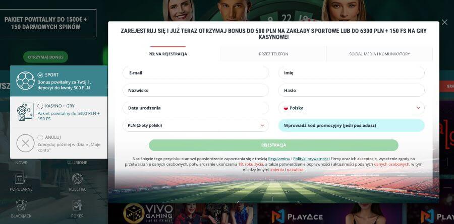 Rejestracja w kasynie 22bet