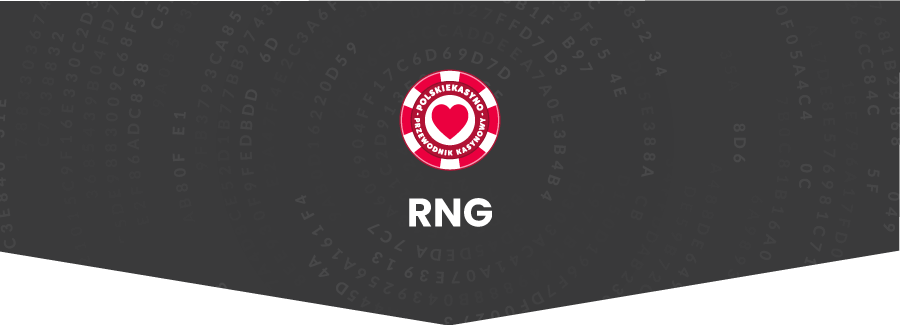 Infografika z logo polskiekasyno (żetonem) i napisem "RNG".