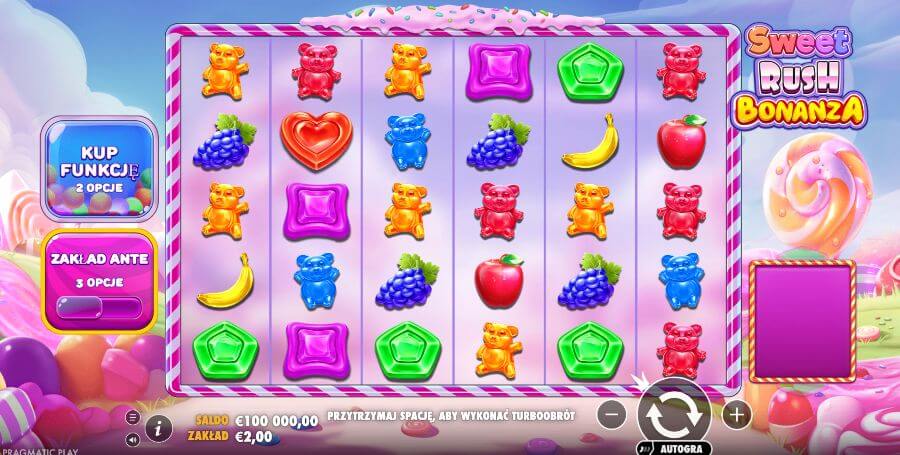 Bębny i kafelki w Sweet Rush Bonanza