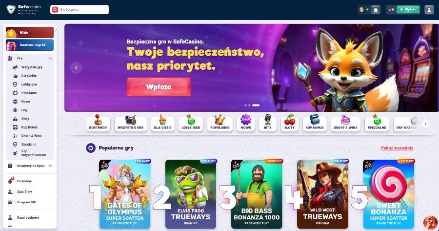 strona główna kasyna safecasino