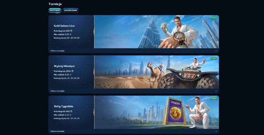 turnieje dostępne w kasynie millioner