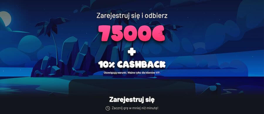 "Zarejestruj się i odbierz do 7500 euro" bonus w kasynie Seven Casino.